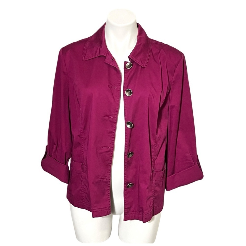 Charter Club Lightweight Cotton Jacket Size Petite Large Dark Plum